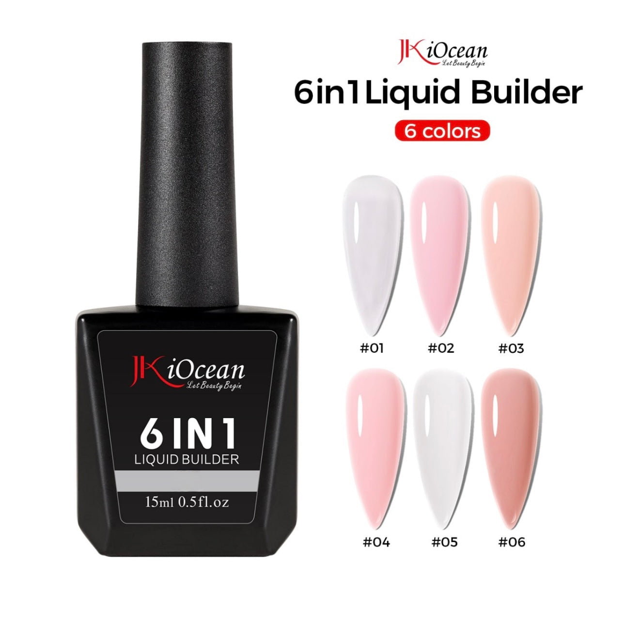 JKiOcean 6 in 1 Liquid Builder Gel - Full Set
