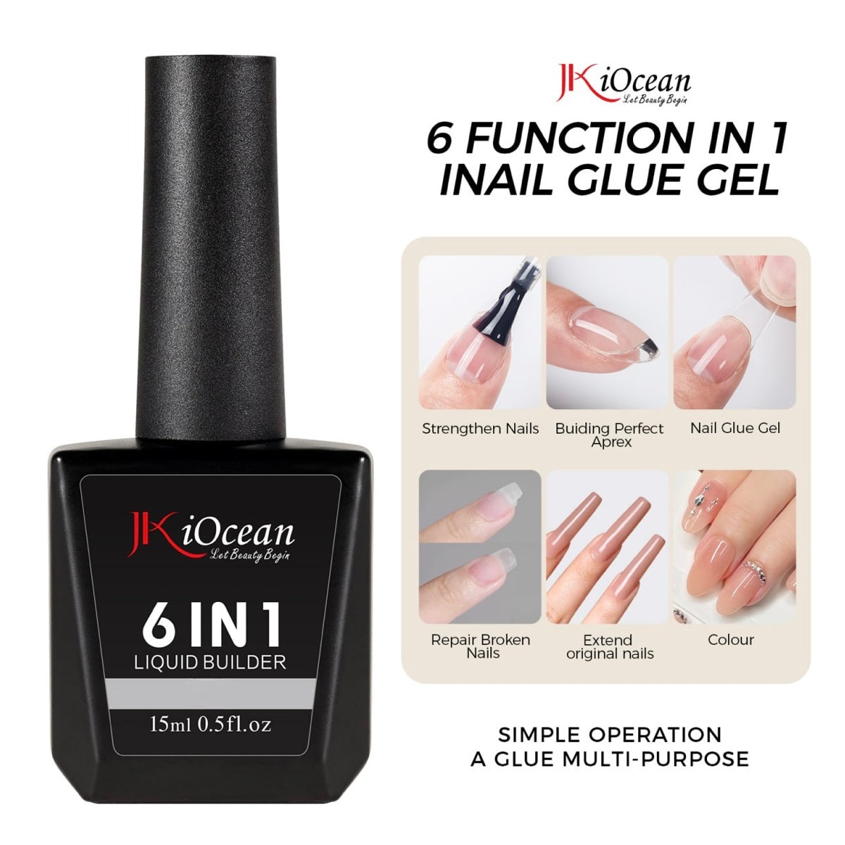JKiOcean 6 in 1 Liquid Builder Gel - Full Set
