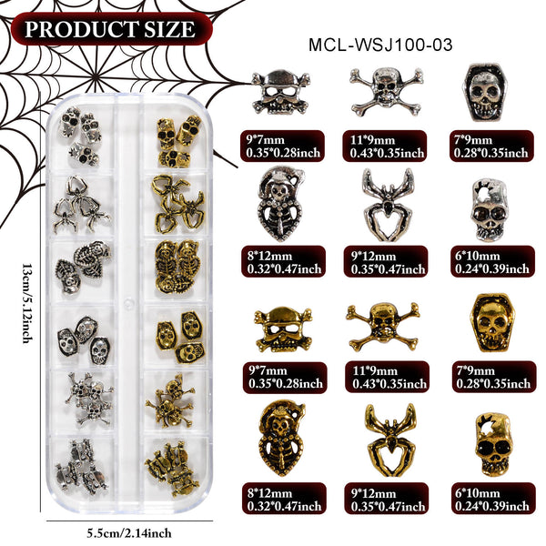 3D Halloween Metal Nail Charms 24pcs Nail Art Decoration #3