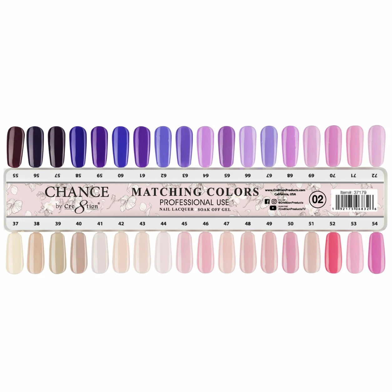 Cre8tion Chance Gel / Lacquer Duo Colors Set #2 (Pink & Purple Shades) # 37 -72