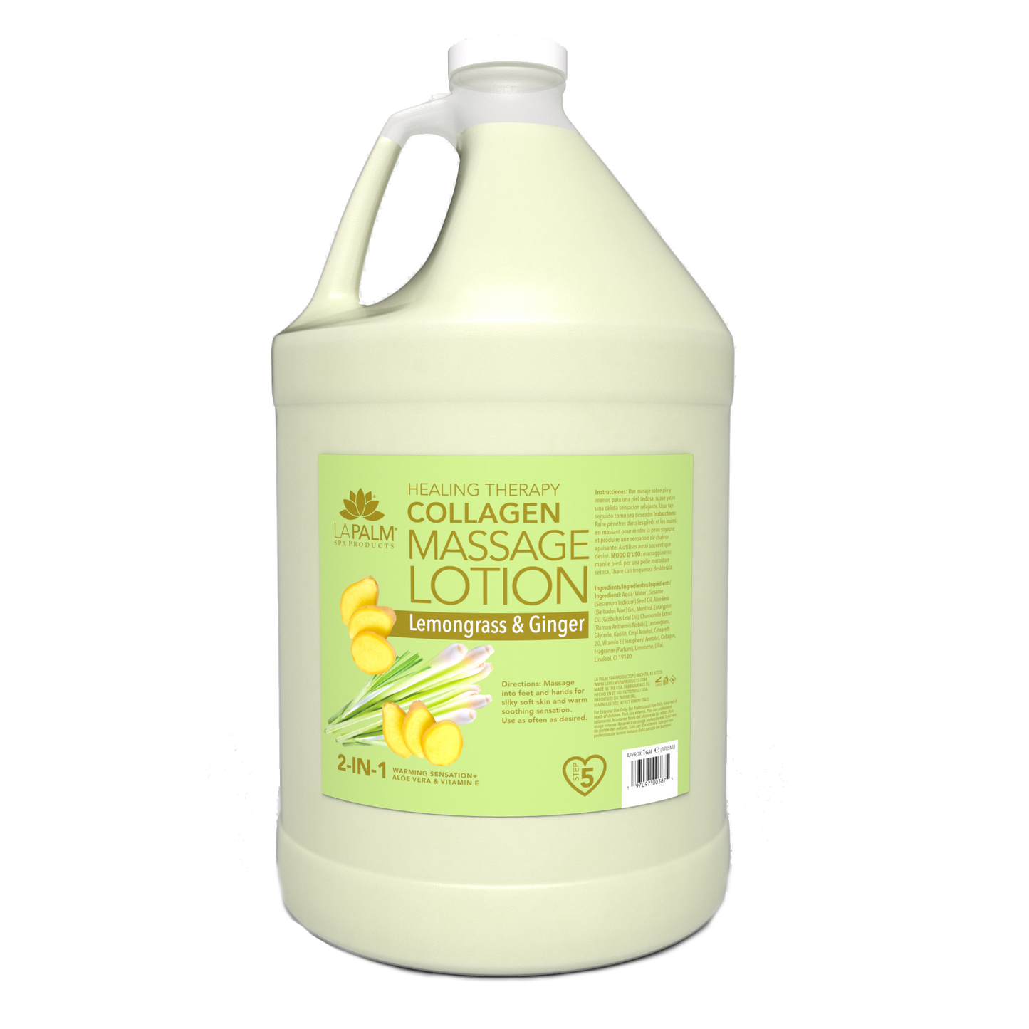 LaPalm Collagen Massage Lotion - Lemongrass & Ginger (1 Gallon)