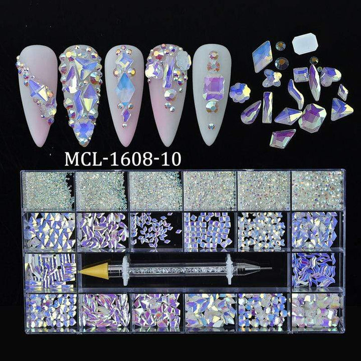 Religion Nail Supply AB Glass Crystal Rhinestones 20 Different Shapes 1400pcs- MCL-1608-10
